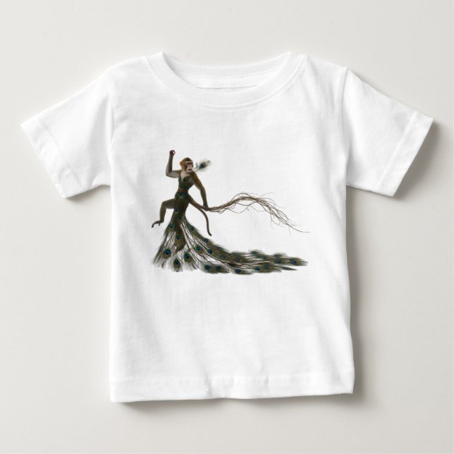 Camiseta Para Bebê Modelo de macaco surreal da moda em Ir plumagem de (Frente)