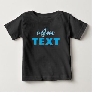 Camiseta Para Bebê Modelo de Texto Personalizado Preto & Azul
