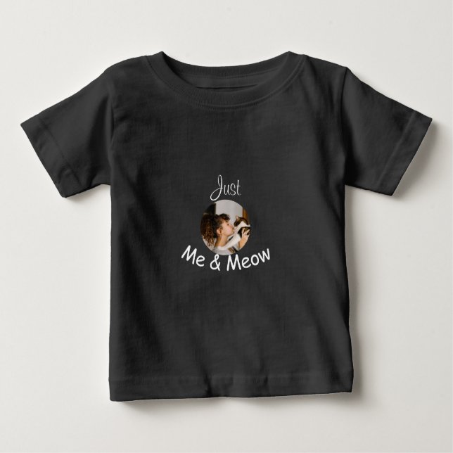 Camiseta Para Bebê Modelo personalizado de foto "just me and meow" - (Frente)