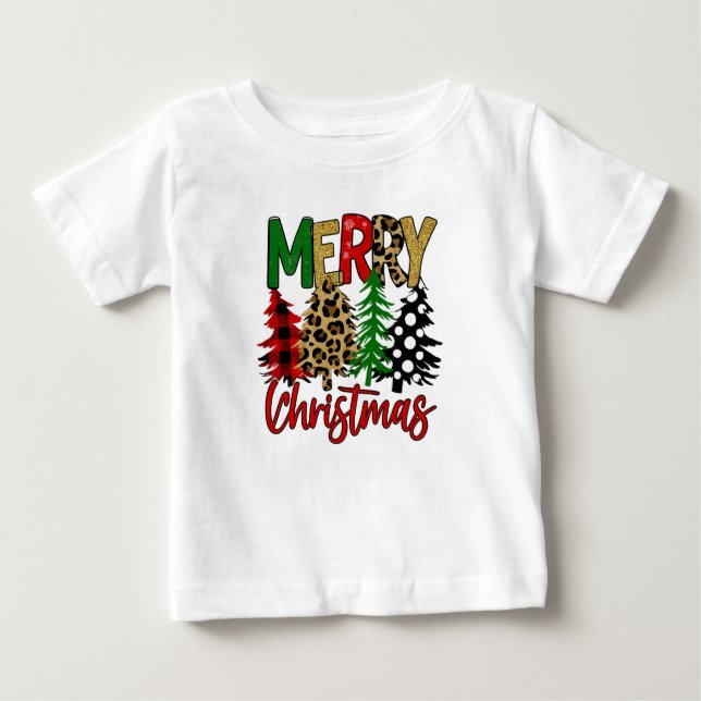 Camiseta Para Bebê Modern Christmas Tree Aesthetic (Frente)