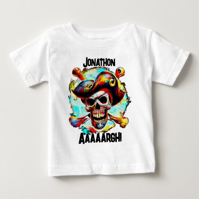 Camiseta Para Bebê Modern Jolly Roger T-Shirt (Frente)