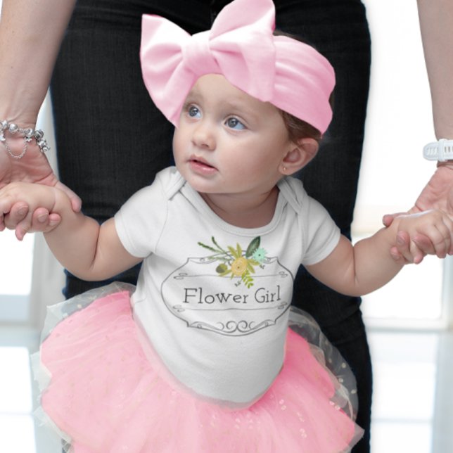 Camiseta Para Bebê Modern Mint Damask Flower Girl (Criador carregado)