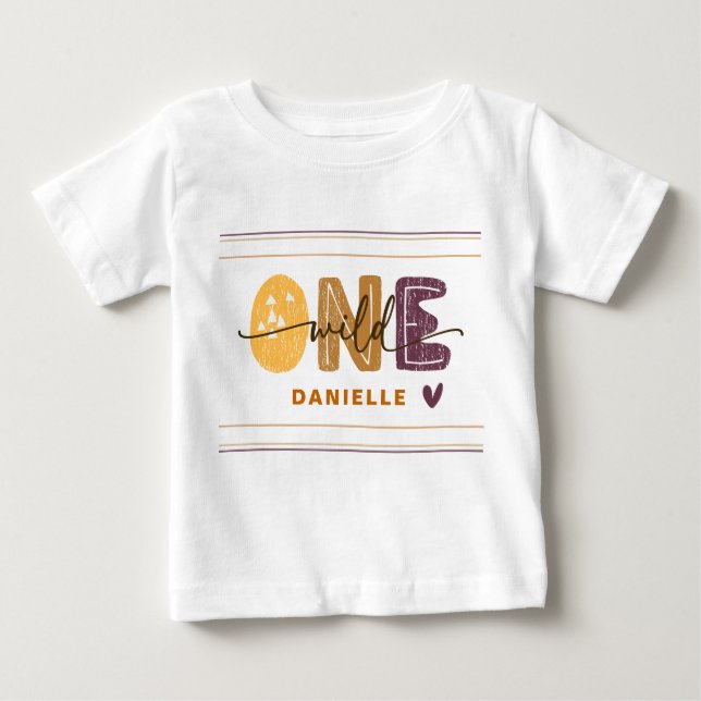 Camiseta Para Bebê Modern Wild One First Birthday (Frente)