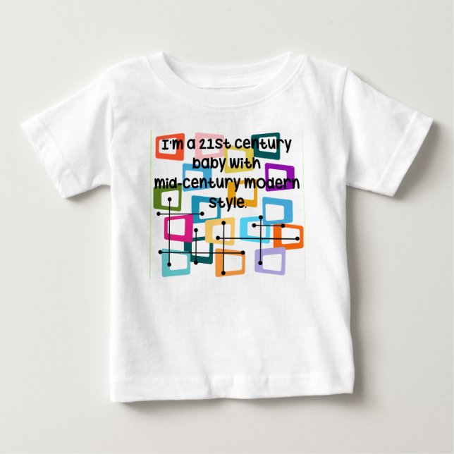 Camiseta Para Bebê Moderno do século Médio Atômica (Frente)