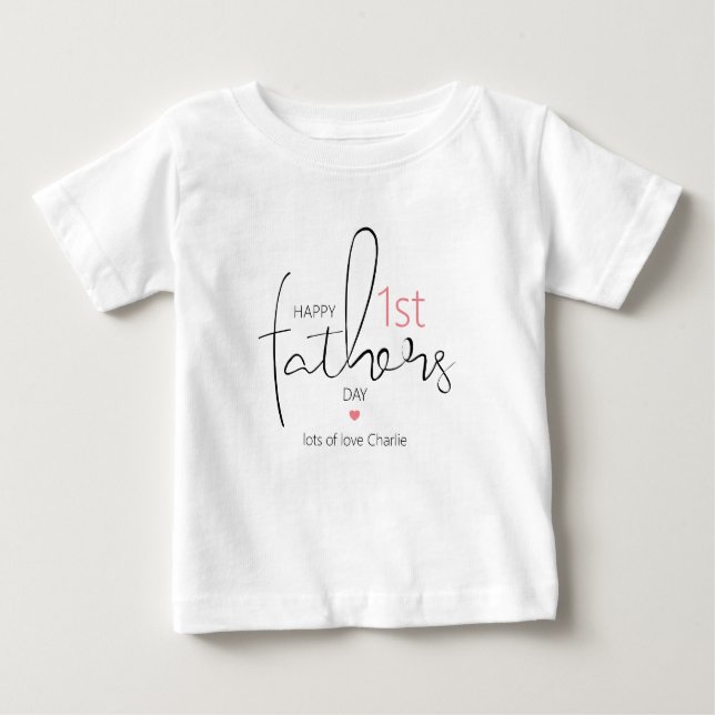 Camiseta Para Bebê Moderno Feliz Primeiro Dia de os pais (Frente)