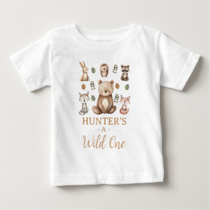 Camiseta Para Bebê Moderno Urso Floresta Selvagem Um Aniversário de 1