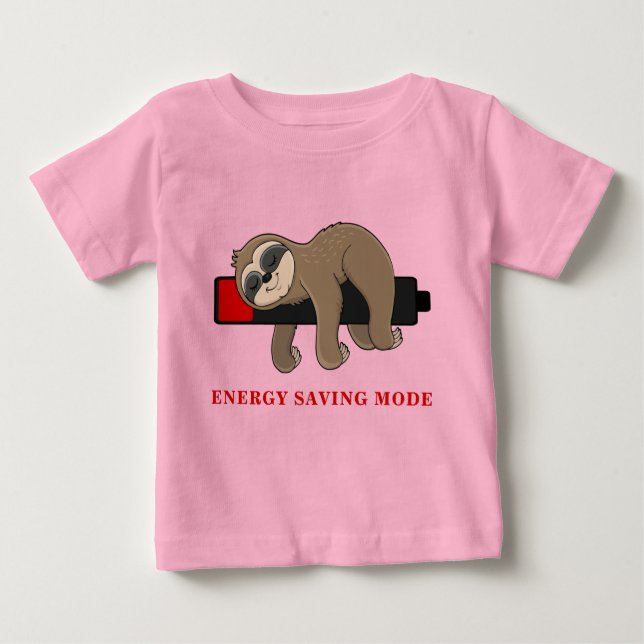 Camiseta Para Bebê Modo de economia de energia | Engraçado Modelo (Frente)