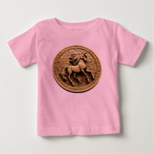 Camiseta Para Bebê Moedas Douradas redondas de Unicórnio,