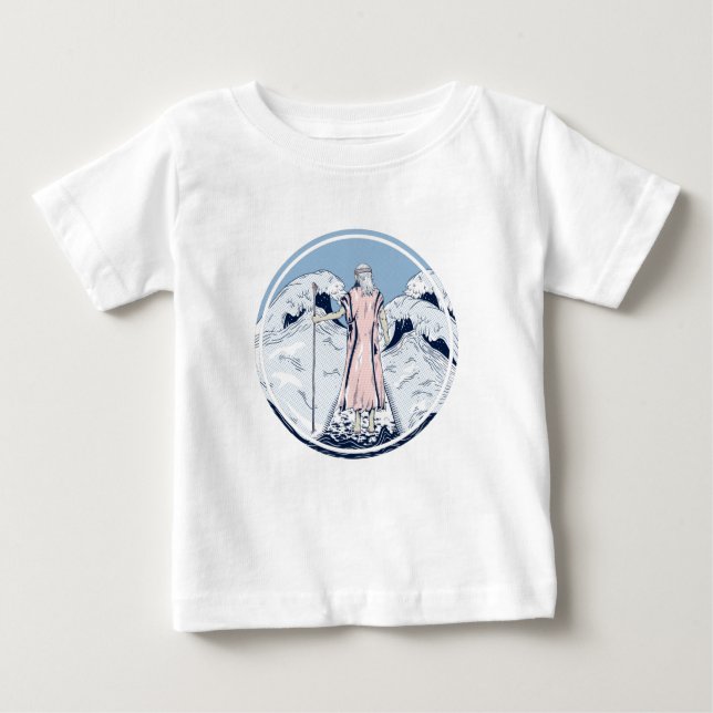 Camiseta Para Bebê Moisés que separam o mar vermelho (Frente)