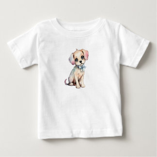 Camiseta Para Bebê Mola De Água Com Uma Puppia Desenhada Com Arco Azu