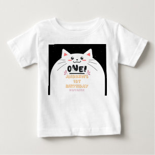 Camiseta Para Bebê Moldura de Gato Fofo com Estrelas Brilhantes para