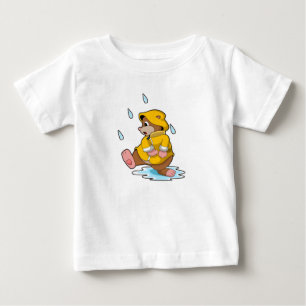 Camiseta Para Bebê Mole na chuva com gotas de chuva