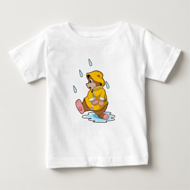 Camiseta Para Bebê Mole na chuva com gotas de chuva (Frente)