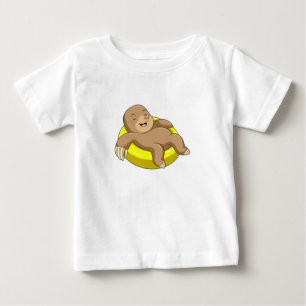 Camiseta Para Bebê Mole Nadando com Lifebuoy