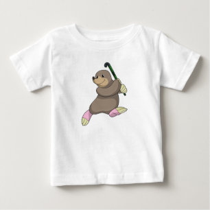 Camiseta Para Bebê Mole no Hockey com Taco de Hóquei