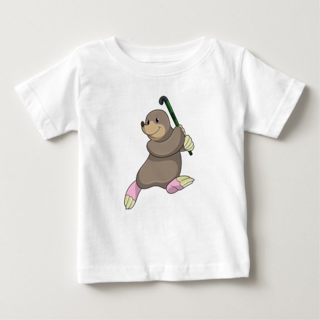 Camiseta Para Bebê Mole no Hockey com Taco de Hóquei (Frente)