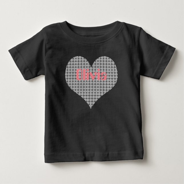 Camiseta Para Bebê Moletom Coração Doce Nome Personalizado (Frente)