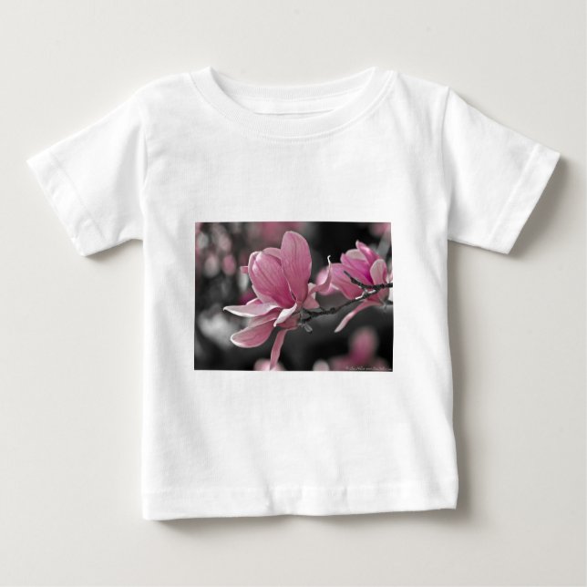 Camiseta Para Bebê Molho Rosa Japonês Magnolia (Frente)