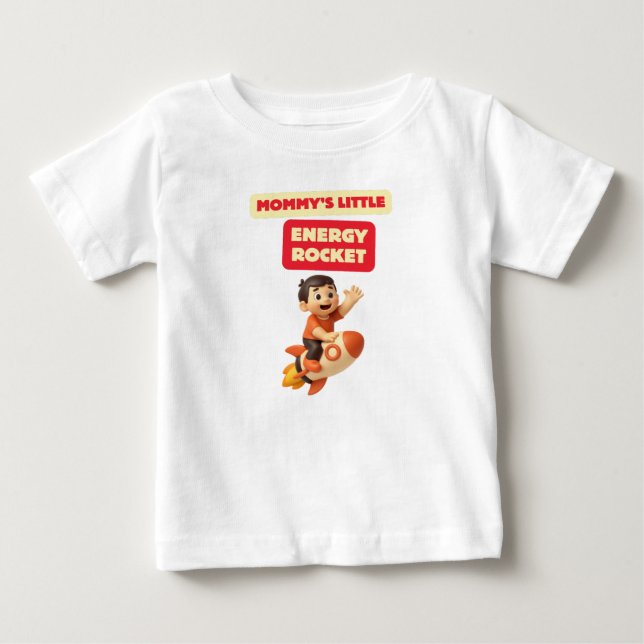 Camiseta Para Bebê Mommy's Little Energy Rocket (Frente)