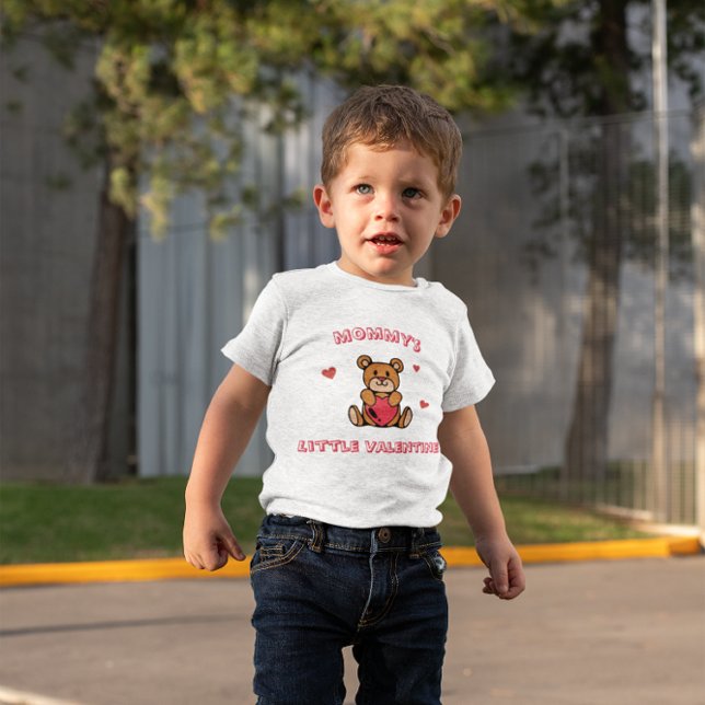 Camiseta Para Bebê Mommy's Little Valentine Teddy Bear Heart (Criador carregado)