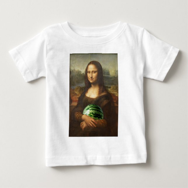 Camiseta Para Bebê Mona Lisa ama Melancias (Frente)