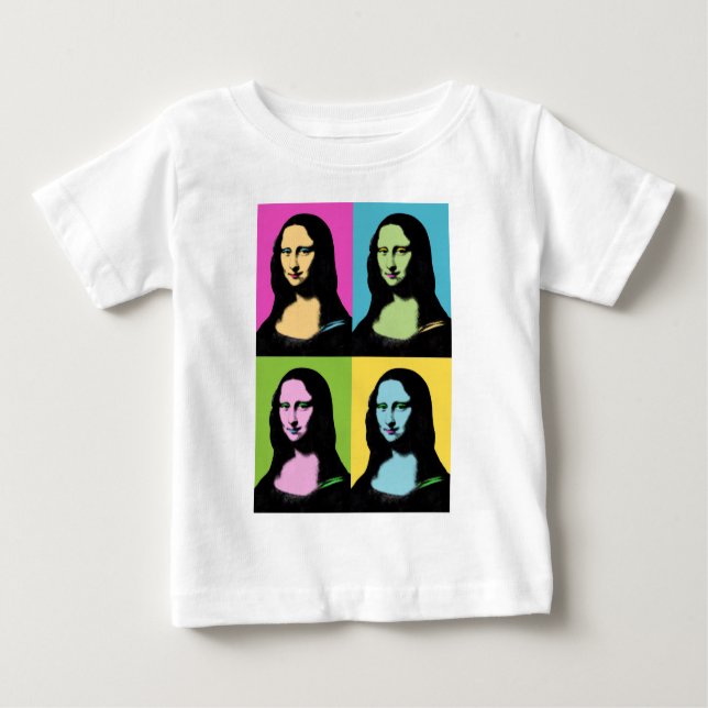 Camiseta Para Bebê Mona Lisa - Estilo de Arte Pop (Frente)