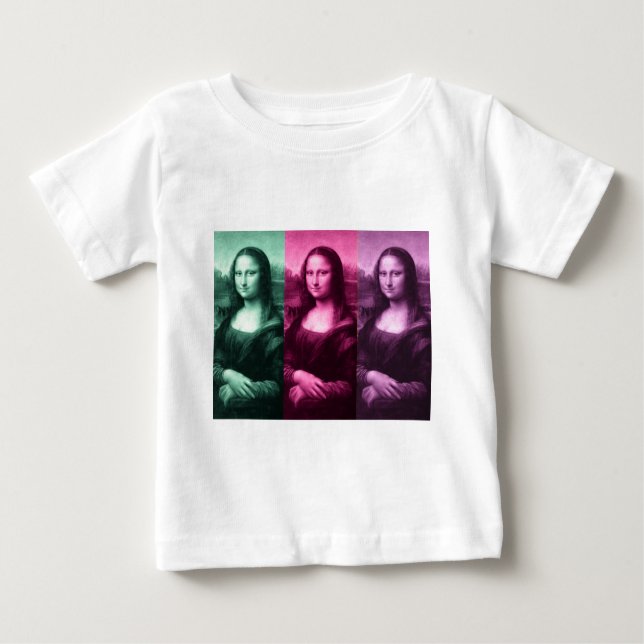 Camiseta Para Bebê Mona Lisa Green Pink Purple (Frente)