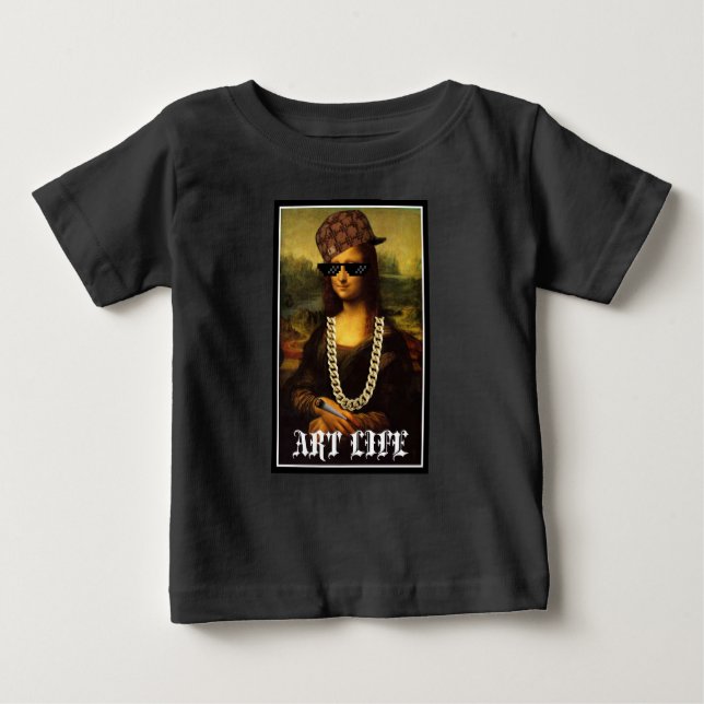 Camiseta Para Bebê Mona Lisa Thug Life Art Life (Frente)