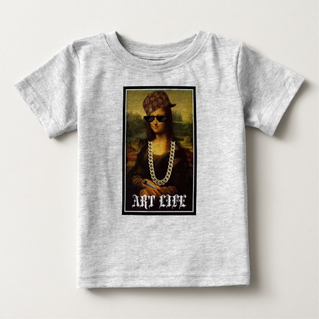 Camiseta Para Bebê Mona Lisa Thug Life Art Life (Frente)