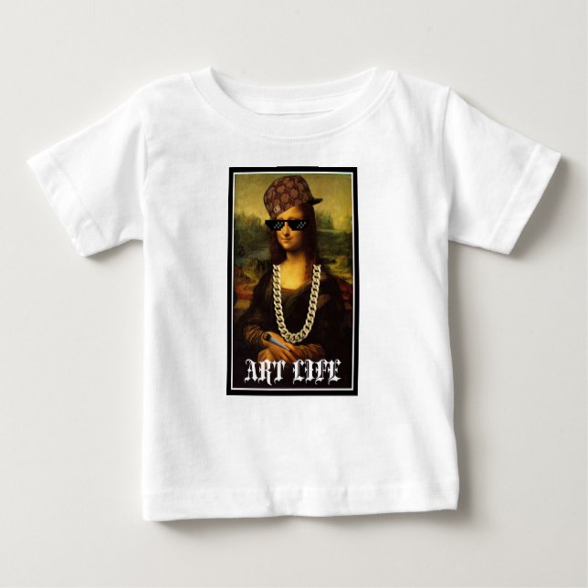 Camiseta Para Bebê Mona Lisa Thug Life Art Life (Frente)