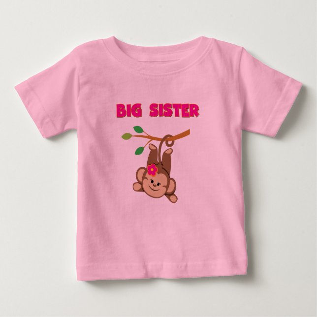 Camiseta Para Bebê Monkey Big Sister (Frente)