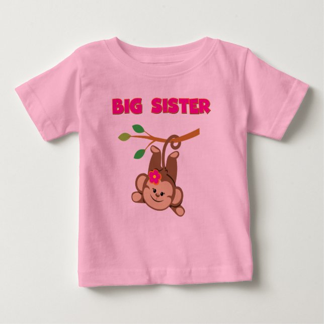 Camiseta Para Bebê Monkey Big Sister (Frente)