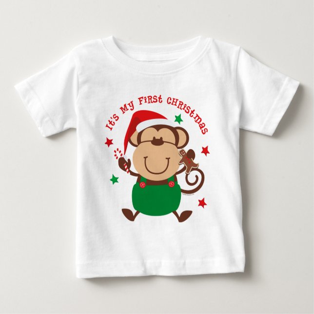 Camiseta Para Bebê Monkey Boy 1rua Natal (Frente)