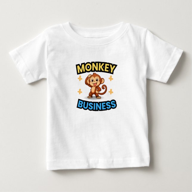 Camiseta Para Bebê Monkey Business Funny  (Frente)
