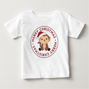 Camiseta Para Bebê Monkey Christmas Snow Winter Animals Monkeys
