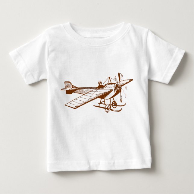 Camiseta Para Bebê Monoavião Vintage - Noz (Frente)