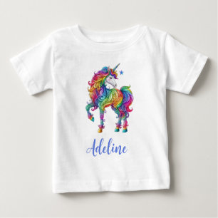Camiseta Para Bebê Monocórnio Arco-íris, bonito e colorido