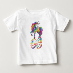 Camiseta Para Bebê Monocórnio Arco-íris, bonito e colorido