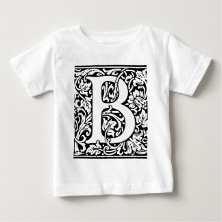 Camiseta Para Bebê Monograma B inicial. Padrão Floral de Nome Persona