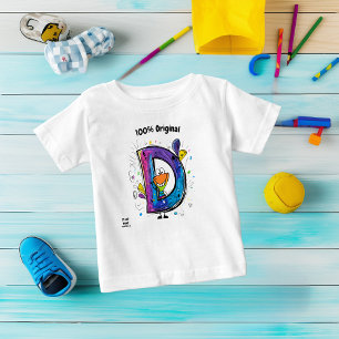 Camiseta Para Bebê Monograma colorido D - Design divertida e personal