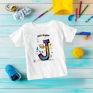 Camiseta Para Bebê Monograma colorido J - Design divertida e personal