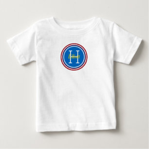 Camiseta Para Bebê Monograma da Bolinhas Amarela Vermelha Primária