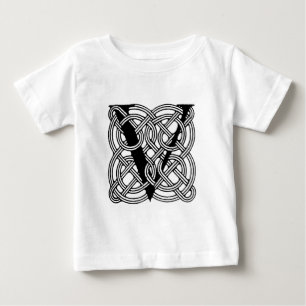 Camiseta Para Bebê Monograma da Letra V Impressão de Nó Celta Vintage