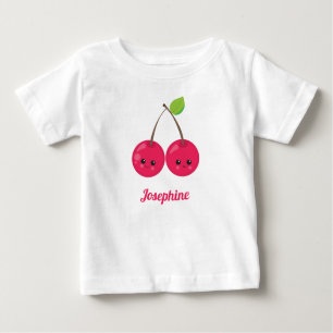 Camiseta Para Bebê Monograma de Cerejas Felizes