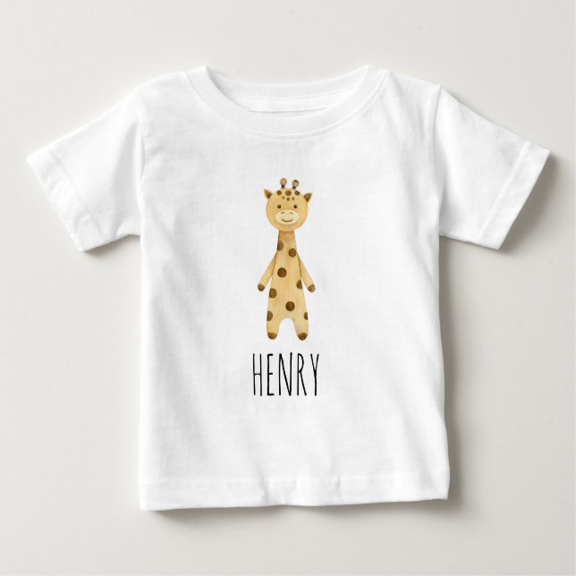 Camiseta Para Bebê Monograma de girafa, moderno fofo (Frente)