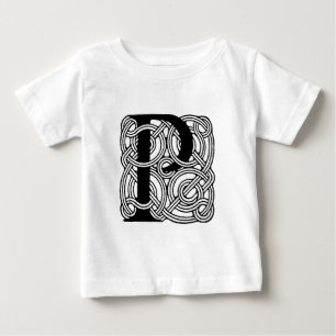 Camiseta Para Bebê Monograma de Letra P com Impressão de Nó Celta Vin