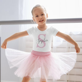 Camiseta Para Bebê Monograma de Nome Personalizado Moderno Rosa