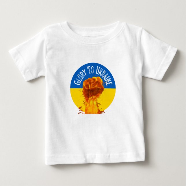 Camiseta Para Bebê Monograma de resistência do pavilhão da Ucrânia (Frente)