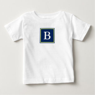 Camiseta Para Bebê Monograma dos azuis marinhos e do verde limão
