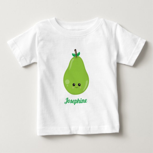 Camiseta Para Bebê Monograma Feliz de Pear (Frente)